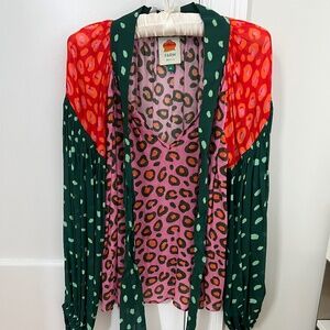 FARM Rio silky mixed pattern blouse, size XS